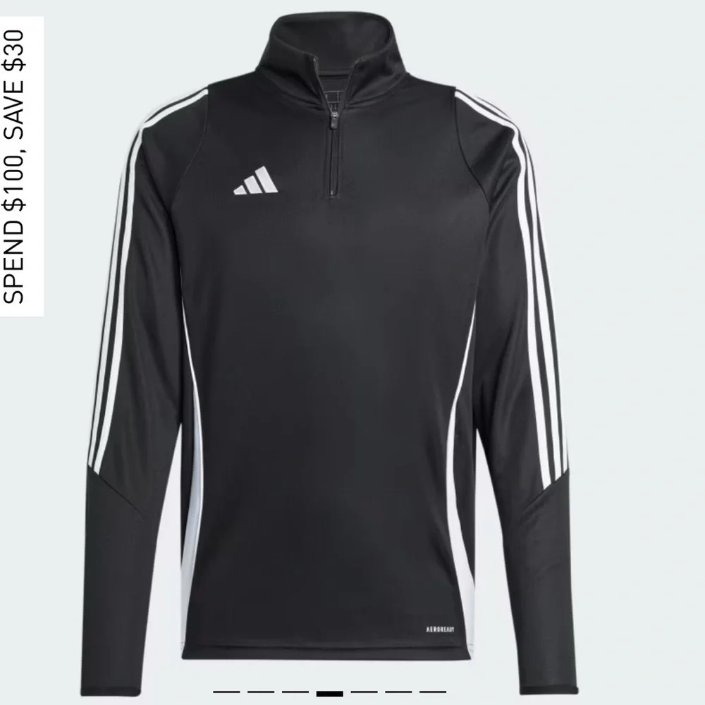 Adidas Black Soccer Tiro Training Top with Quarter Zip